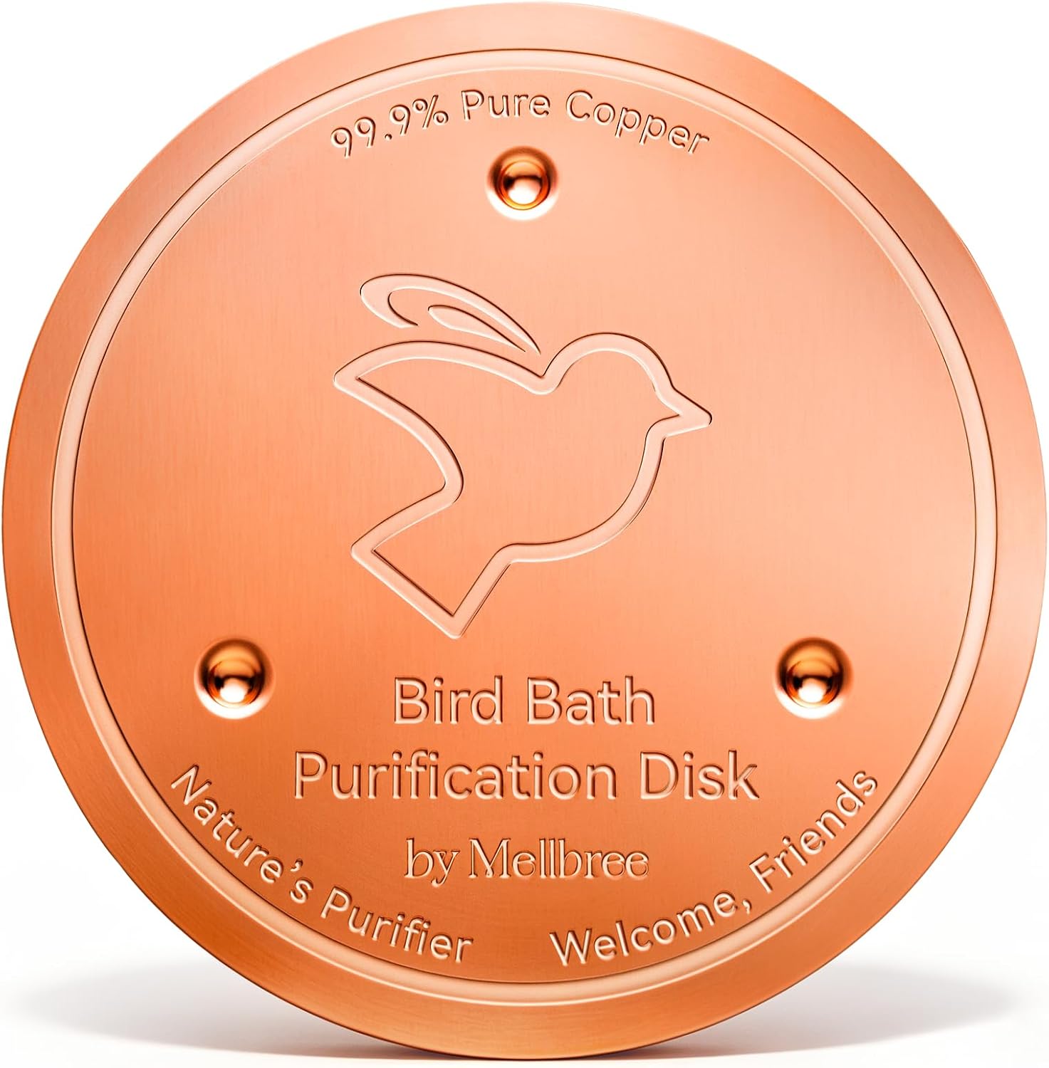 Mellbree Bird Bath Copper Disc, 0.6mm Reinforced 99.99% Pure Copper Cleaning Disk for Physical Safe Clean Water All-Season, Universal Fit for Outdoor Birdbaths, Bowl, Bird Bath Solar