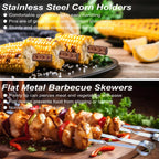 POLIGO 29 PCS BBQ Grill Accessories Stainless Steel BBQ Tools Grilling Tools Set with Storage Bag for Fathers Day Dads Birthday Presents - Camping Grill Utensils Set Ideal Grilling Gifts for Men Brown