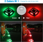 VOLISUN Solar Driveway Marker Lights Dock Marine Led Deck Outdoor 4 Pack | 2 Colors in 1,Solar Powered Waterproof Warning Step Lights for Pathway Garden Sidewalk(White/Warm White)