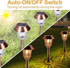 XMCOSY+ Solar Lights Outside Waterproof - 4 Pack Auto On/Off 10-40 LM Dimmable Outdoor Solar Lights for Yard Garden Pathway Driveway Walkway (Warm White)