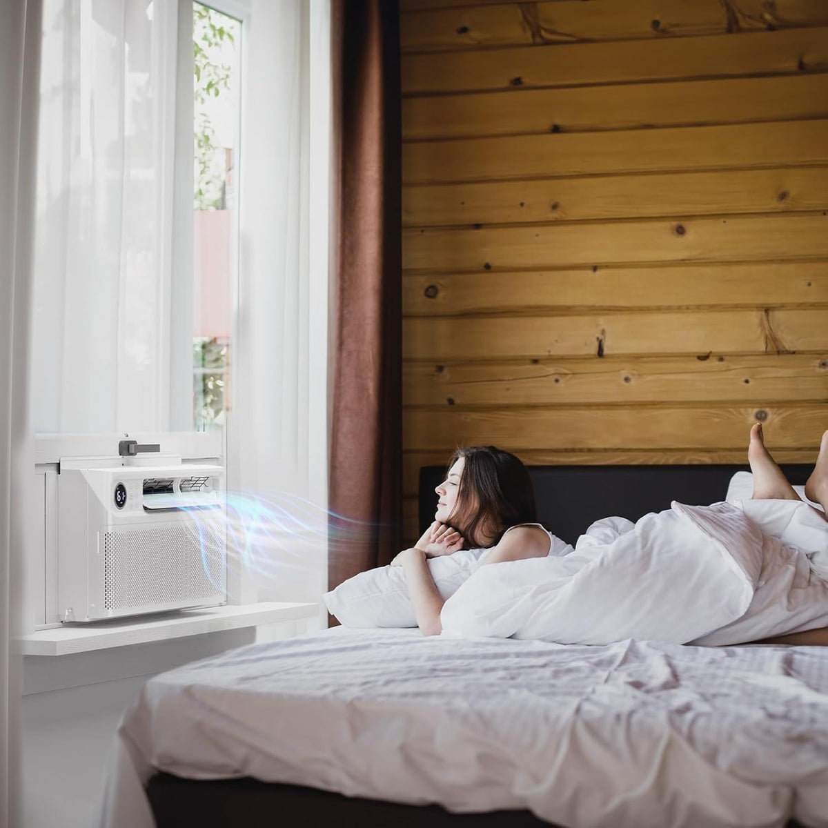 rovsun 8000 btu inverter window air conditioner with, front angle view