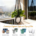35 Inch Macrame Plant Hanger, Large for up to 15 Inch Pot Extra Long Hanging Planter Holder Basket with Wood Beads for Indoor Outdoor Home Decor (Black, 1-Pack)