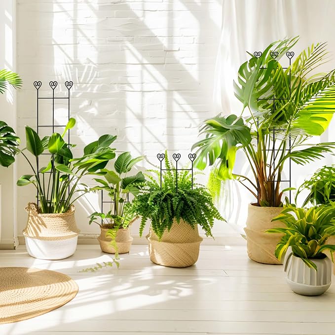 32in Large Indoor Plant Trellis for Climbing Plants, Expandable Metal Garden Trellis for Potted Plants, Tall Plant Supports for Ivy Pothos Hoya Monstera, 4p