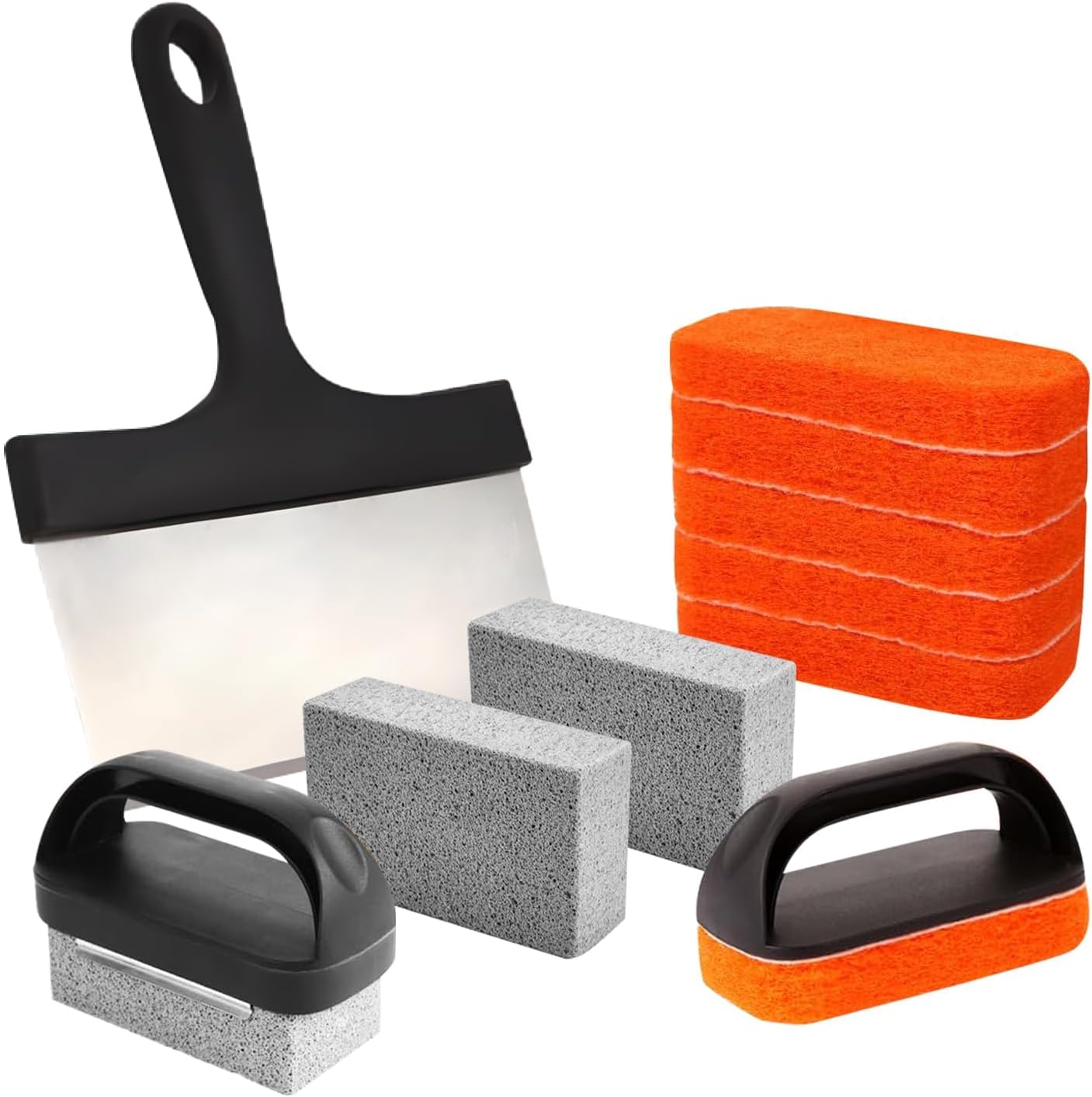 Griddle Cleaning Kit for Blackstone, Heavy-Duty Scraper & Ergonomic Handles | Non-Scratch Scouring | Flat Top Griddles | Cast Iron | Ovens & BBQ Surfaces | Removes Stubborn Grease Easily