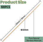 Bamboo Skewers 12 Inch Wooden Skewers Sticks for Grilling, BBQ, Shish Kabob, Fruit, Yakitori. More Size Choices 8"/10", 100 PCS (12inch X Φ3mm)