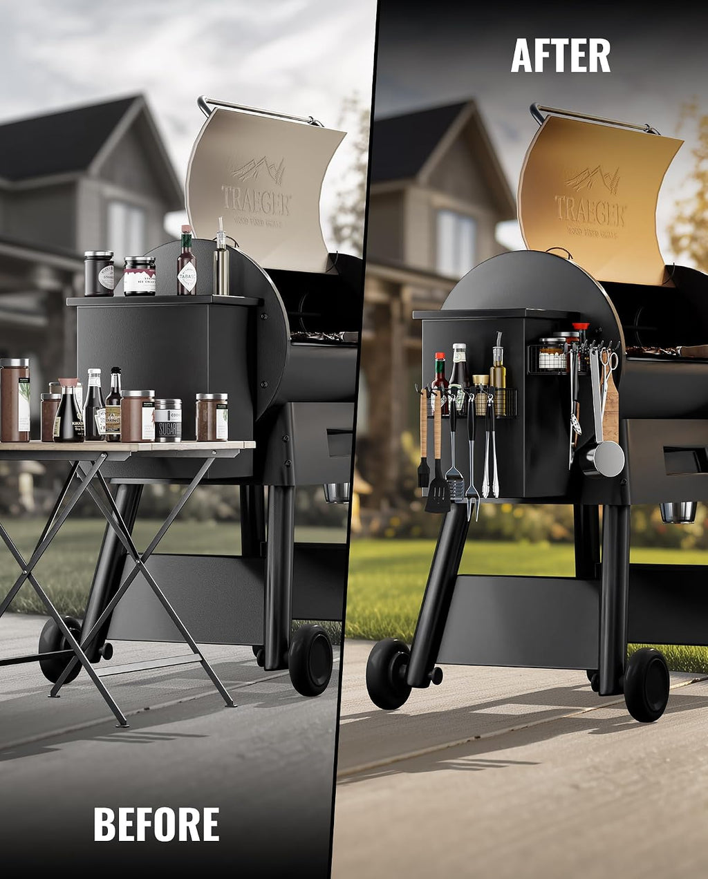1 Pack Magnetic Storage Bin for Traeger Grills, Z GRILLS, PIT BOSS | Traeger Accessories with 5 Hooks, Compatible with Traeger Pro 22, Pro 34, Pro 575, Pro 780, Ironwood 885, Ironwood 650
