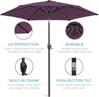 Best Choice Products 7.5ft Heavy-Duty Round Outdoor Market Table Patio Umbrella w/Steel Pole, Push Button Tilt, Easy Crank Lift - Amethyst Purple