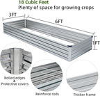 3 Pack 6x3x1FT Galvanized Raised Garden Bed Kit, Outdoor Metal Planter Box for Vegetables, Bottomless Rectangular Gardening Bed with Support Rods, Tool-Free Assembly, Silver