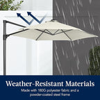 Best Choice Products 10ft Offset Cantilever Hanging Market Patio Umbrella, Smooth 360° Rotation, 8 Sturdy Ribs, Easy Adjustment - Ivory