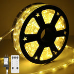 50FT 360 LED Waterproof Rope Lights Outside with Remote, 8 Modes and 4 Brightness Tube Lights for Christmas, Bedroom, Patio, Garden, Indoor Outdoor Decoration (Warm White)