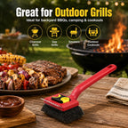 Bristle-Free BBQ Grill Brush for Outdoor Grill, Steam Grill Cleaner with Scraper & 2 Detachable Scrub Heads for Gas, Charcoal, Porcelain, Cast Iron Grates
