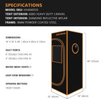 16"x16"x48" grow tent kit - heavy-duty 600d diamond shown in use