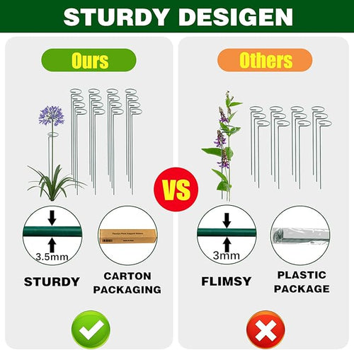 24 Inch 12 Packs Plant Support Stakes,Garden Single stemmed Plant Support Hoops, Plant Prop, for Flowers,Orchid, Tomatoes Peony Lily Rose (24 inch)