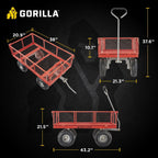 gorilla carts steel utility cart, 800 lb capacity, close-up detail