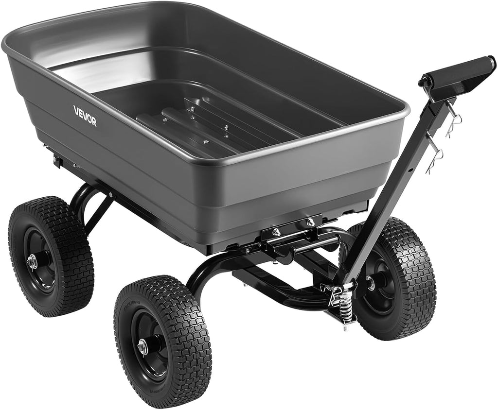 vevor 7 cu.ft 1200lbs poly garden cart dump, side view
