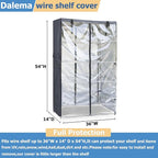 Waterproof Shelf Cover,600D Heavy Duty Dustproof Storage Wire Rack Covers,Outdoor Shelving Covers for Wire Shelves with Zipper 36''x14''x54'',Clear Front.