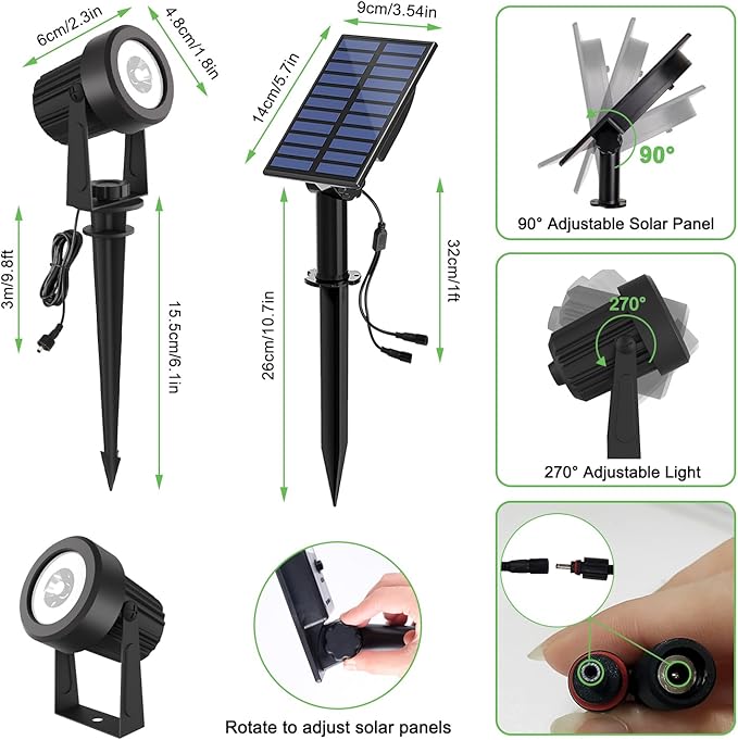Solar Spotlights Outdoor Waterproof, RGB Landscape Spotlights, Christmas Decorative Solar Spot Lighting for Garden, Yard, Pathway, Lawn, Poolside, Party, 2-in-1 Mounted (RGB, 2 Pack)