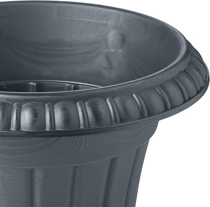 Arcadia Garden Products PL20GY Classic Traditional Plastic Urn Planter Indoor/Outdoor, 10" x 12", Gray