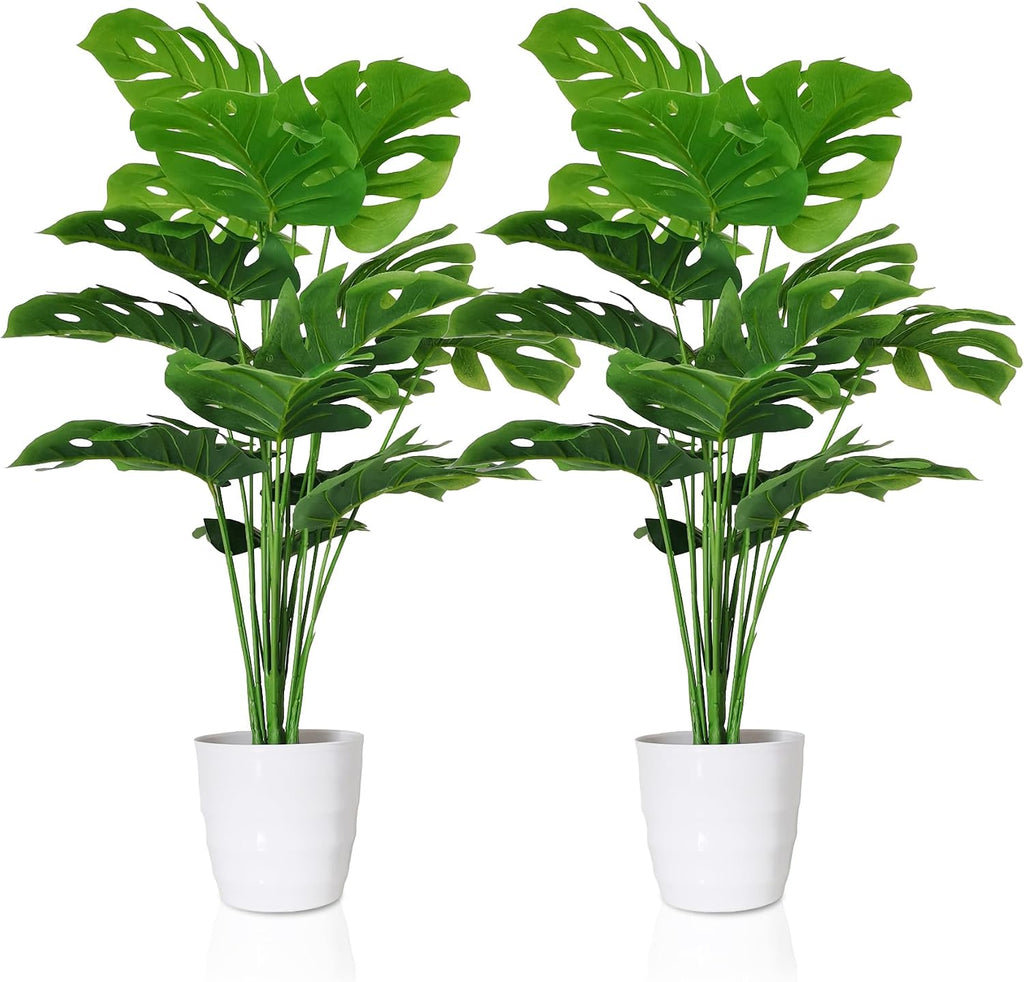 sajandas set of 2 artificial monstera deliciosa plants, main product view