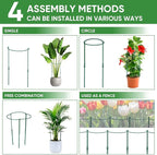16 Pack 32 or 16 inch Adjustable Plant Support Stakes, Heavy-Duty Half Round Peony Support, Garden Plant Stakes Cage for Outdoor Plants, Peony, Tomato, Hydrangea, (16In Support +16In Extension Tubes)