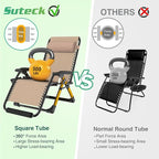 Suteck Oversized Zero Gravity Chair,33In XXL Outdoor Recliner Chair w/Removable Cushion&Headrest, Camping Lounge Chair w/Upgraded Lock&Footrest, Reclining Patio Chairs for Indoor Outdoor,500LBS