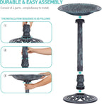 ZenStyle 28in Birdbaths Bowl Outdoor, Pedestal Bird Bath Vintage Outdoor Garden Accent Décor (Green)