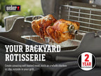 Weber® Grill Rotisserie Kit for Genesis II 200/300 Series | Great for Slow Roasting Chicken, Ribs, or Turkey on your Weber® Grill; Includes Spit, Forks, and Motor - Grill Accessories