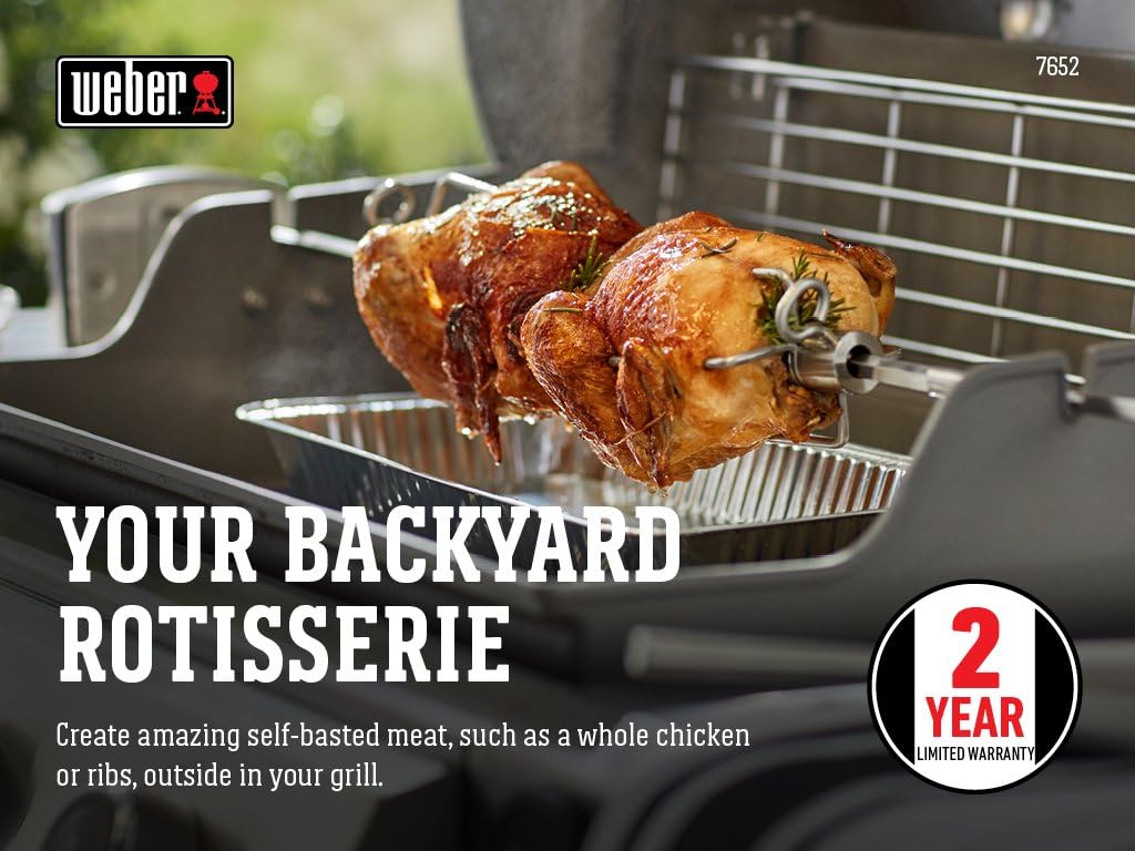 Weber® Grill Rotisserie Kit for Genesis II 200/300 Series | Great for Slow Roasting Chicken, Ribs, or Turkey on your Weber® Grill; Includes Spit, Forks, and Motor - Grill Accessories