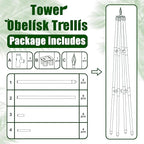 4FT Obelisk Trellis for Climbing Plants Outdoor, 16mm Rust-Proof Extra Thickened Plastic-Coated Metal Pipes, Indoor Climbing Support for Potted Plants, Vines, Flowers Stands,Black