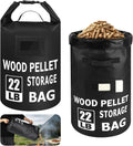 22LB Waterproof Wood Pellet Storage Containers - Dual Handles, Label Pocket | Portable 500D PVC BBQ Smoker Pellet Storage Bag, Stay Dry Grill Pellets Storage Container for Fuel, Charcoal, Wood Chips-1PCS