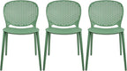2xhome Set of 3 Patio Dining Chairs | Modern Stackable Outdoor Pool Side Chair | Weather Resistant Plastic for Yard, Porch, Balcony, Kitchen, Green
