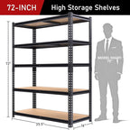 72" H Storage Shelves,Storage Shelves Heavy Duty,2400LBS Metal Shelving Units,Adjustable Garage Shelving Heavy Duty for Garage Storage,Warehouse,16"x35.5"x72