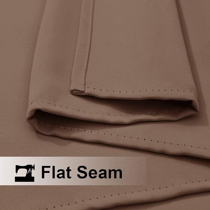 NICETOWN 2 Panels Blackout Outdoor Curtains for Patio Waterproof, Thermal Insulated Silver Rustproof Grommet Blackout Indoor Outdoor Curtains/Drapes for Pergola, W52 x L95, Tan