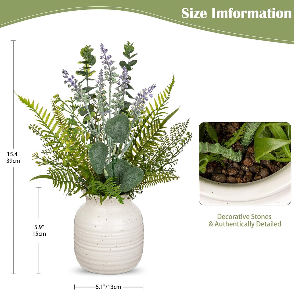 artificial eucalyptus & lavender arrangement in ceramic vase, package contents