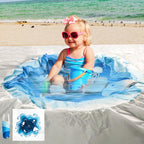 6.5 X 6.5Ft Baby Beach Pool, 2 in 1 Square Portable Toddler Beach Puddle | Cartoon Ocean Theme, Waterproof & Sandproof, Cute Toddler Paddling Pool Beach Blanket with Carrying Bag for Boys Girls, Blue