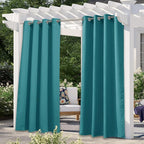 NICETOWN Peacock Teal Outdoor Curtains for Patio Waterproof 108" Long, Triple Weave Rustproof Grommet Thermal Insulated Privacy Room Darkening for Gazebo/Pergola, W52 x L108, 1 Panel
