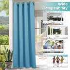 NICETOWN Outdoor Curtain for Patio Waterproof, Energy Saving Thermal Insulated Stainless Steel Grommet Sunlight Block Privacy Protect for Pool, 1 Piece, 52 Inch by 108 Inch, Teal Blue