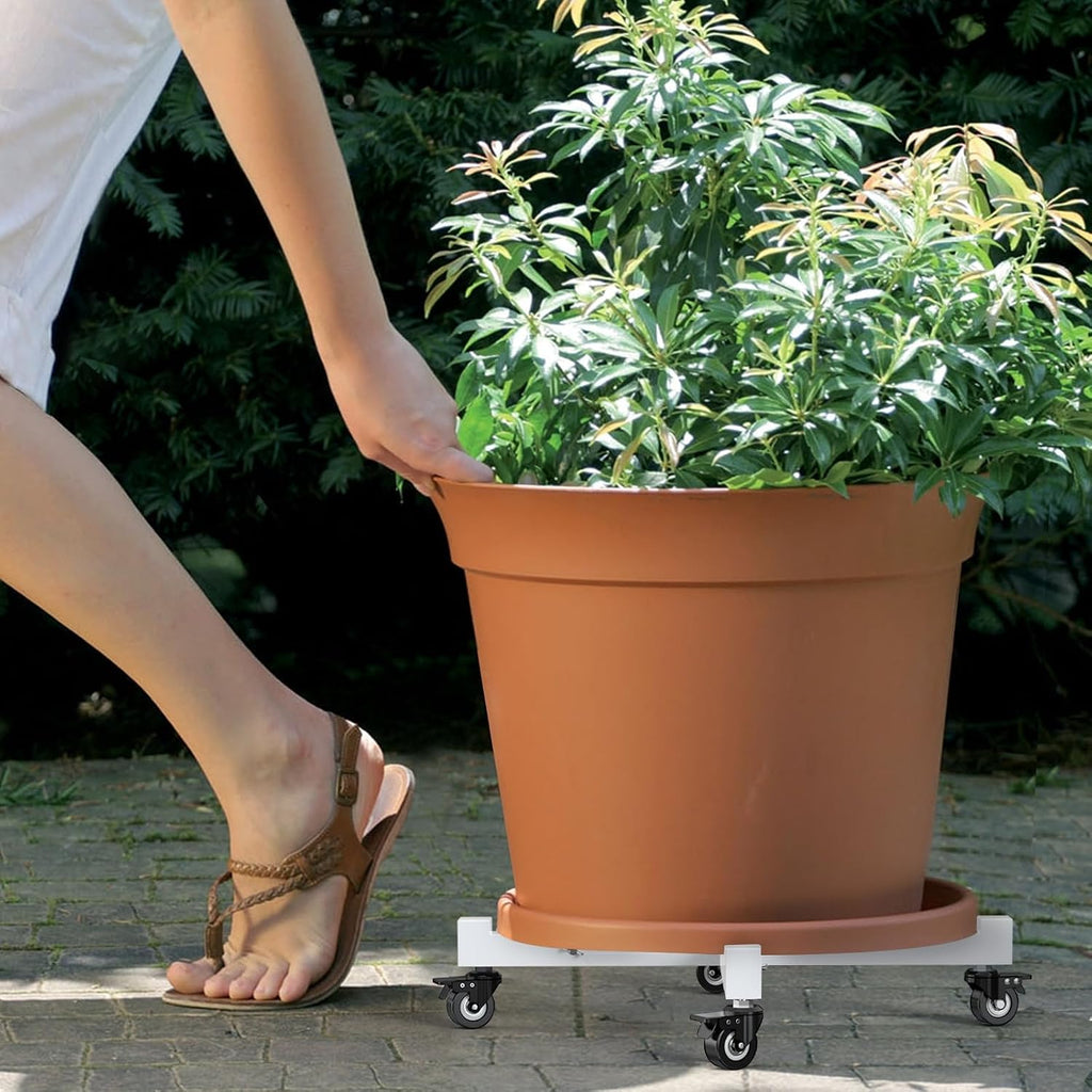 plant caddy with wheels, adjustable 14in to 21inch, close-up detail