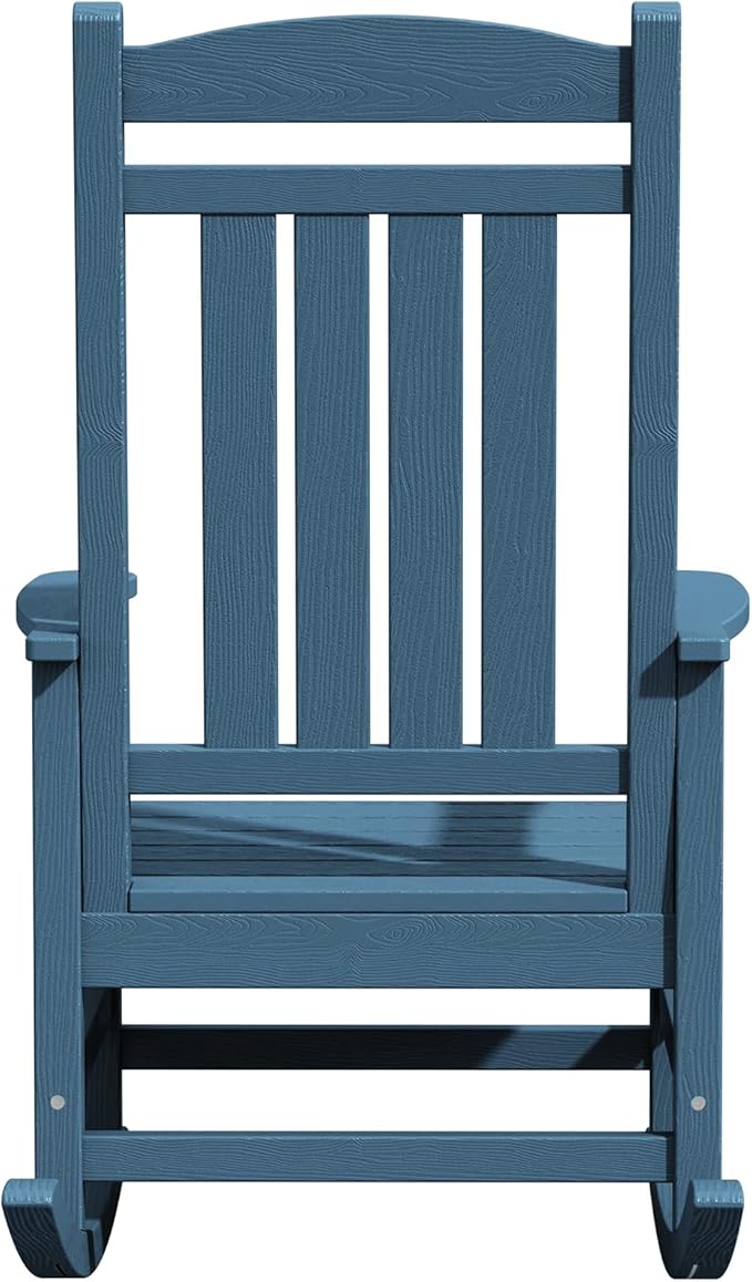 KINGYES HDPE Rocking Chairs Outdoor, Patio Rocking Chairs with 330lbs Support, Smooth Porch Rocker for Deck Lawn Yard, Navy