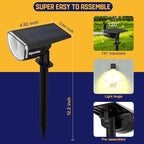 Kyosho Solar Outdoor Lights Waterproof IP67, 38 LEDs Solar Spot Lights Outdoor, 2-in-1 Landscape Spotlight with 3 Modes for Lawn, Pathway, Yard, Pool, 4 Pack