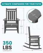 SERWALL HDPE Outdoor Rocking Chair Set of 6, Patio Rocking Chairs for Adults, All Weather Outdoor Rockers for Lawn, Grey