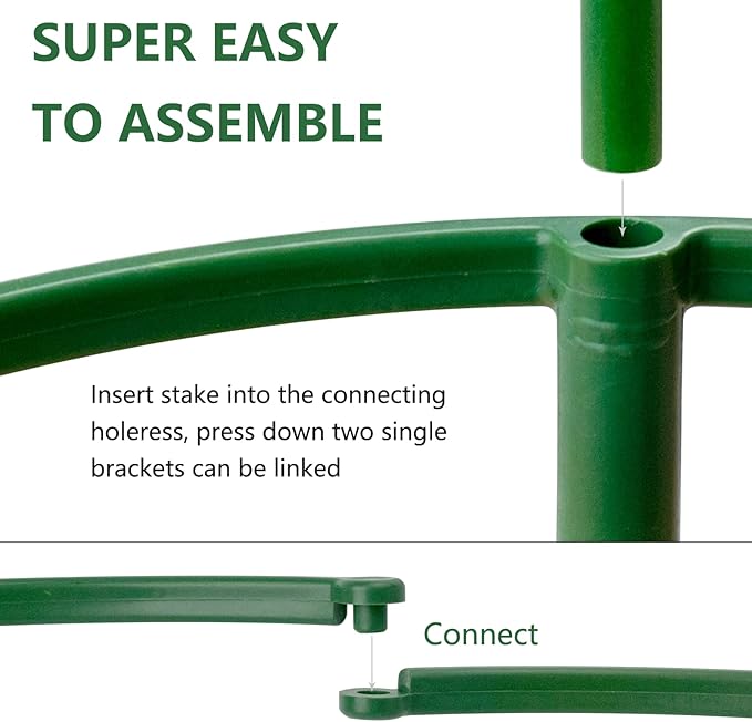 12Packs Plant Support Stakes Half Round Plant Stakes for Indoor Plants, Stackable 3 Tier Garden Flower Support, Plant Cages for Tomato,Monstera, Peony, Hydrangea, Climbing Plants