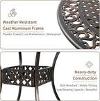 41" Round Patio Dining Table with Umbrella Hole, Outdoor Cast Aluminum Bistro Conversation Outdoor Table for Backyard Porch Pool Balcony Deck