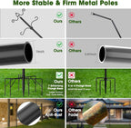 Arrinew String Light Poles 9 FT Metal Poles with Hook for Outside String Lights - Outdoor Patio Light Poles Lighting Stand for Deck, Backyard, Balcony, Hanging Basket, Lantern, Bird Feeder 4Pack