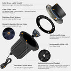Brass Well Lights Outdoor 12-Pack, 12V Shielded LED Low Voltage In-Ground Landscape Lighting for Yard, Waterproof Bronze Up Light Fixture for Tree, Fence, Wall (Bulbs Not Included)