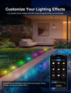 Outdoor Ground Lights 15 Pack, 32FT RGBCW Pathway Lights Wired | Color Changing Landscape Lights, 2200-6500K CCT, IP65 Waterproof, for Path Garden Lawn, Holiday/Party Decor, Alexa Compatible