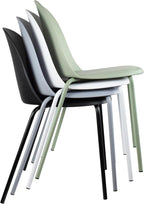 2xhome Modern Stackable Armless Dining Chair | Plastic Shell Seat with Metal Legs | Indoor or Outdoor Use | Home Kitchen Patio (4, Black, No Padding)