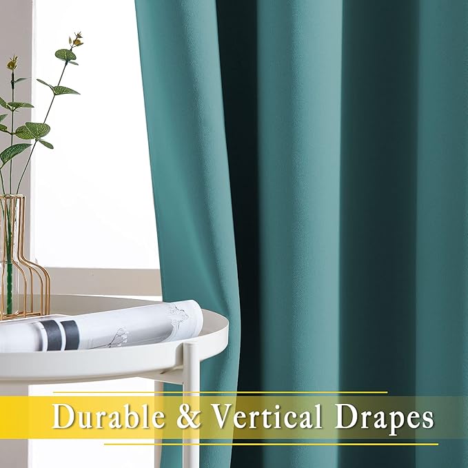 NICETOWN Blackout Room Darkening Window Curtain - Thermal Insulated Solid Grommet Blackout Curtain/Drape for Living Room (Sea Teal, Single Panel, 80 by 84-inch)