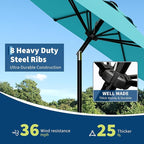 Garvee 9FT Patio Umbrella - Outdoor Table Umbrella with Smooth Crank Lift, Push Button Tilt and 8 Sturdy Ribs - Market Umbrella UV Protection Waterproof for Pool, Deck, Yard, Garden -Sky Blue