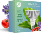 GE Grow LED Light Bulb, PAR38 Flood Light, Indoor LED Grow Lights, 1 Pack | For Flowers & Fruit, Advanced Red Light Spectrum, 25, 000 Hour Lifespan, 50 PPF, Packaging May Vary
